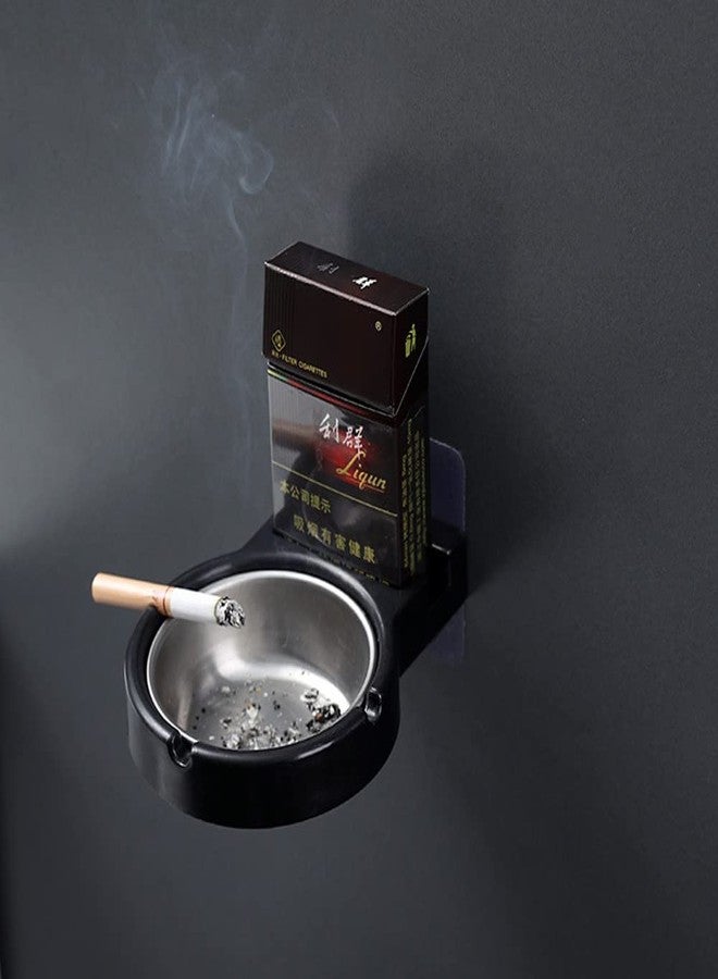 ليونز منفضة سجائر ليونز مثبتة على الحائط، حامل سجائر من الفولاذ المقاوم للصدأ، حامل سجائر مقاوم للرياح، مناسب للمنزل وغرفة المعيشة والحمام (أسود) - Image 2